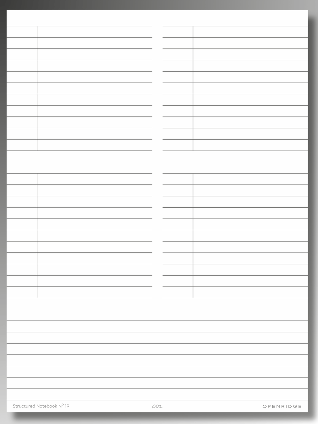 Openridge Structured Notebook No 19