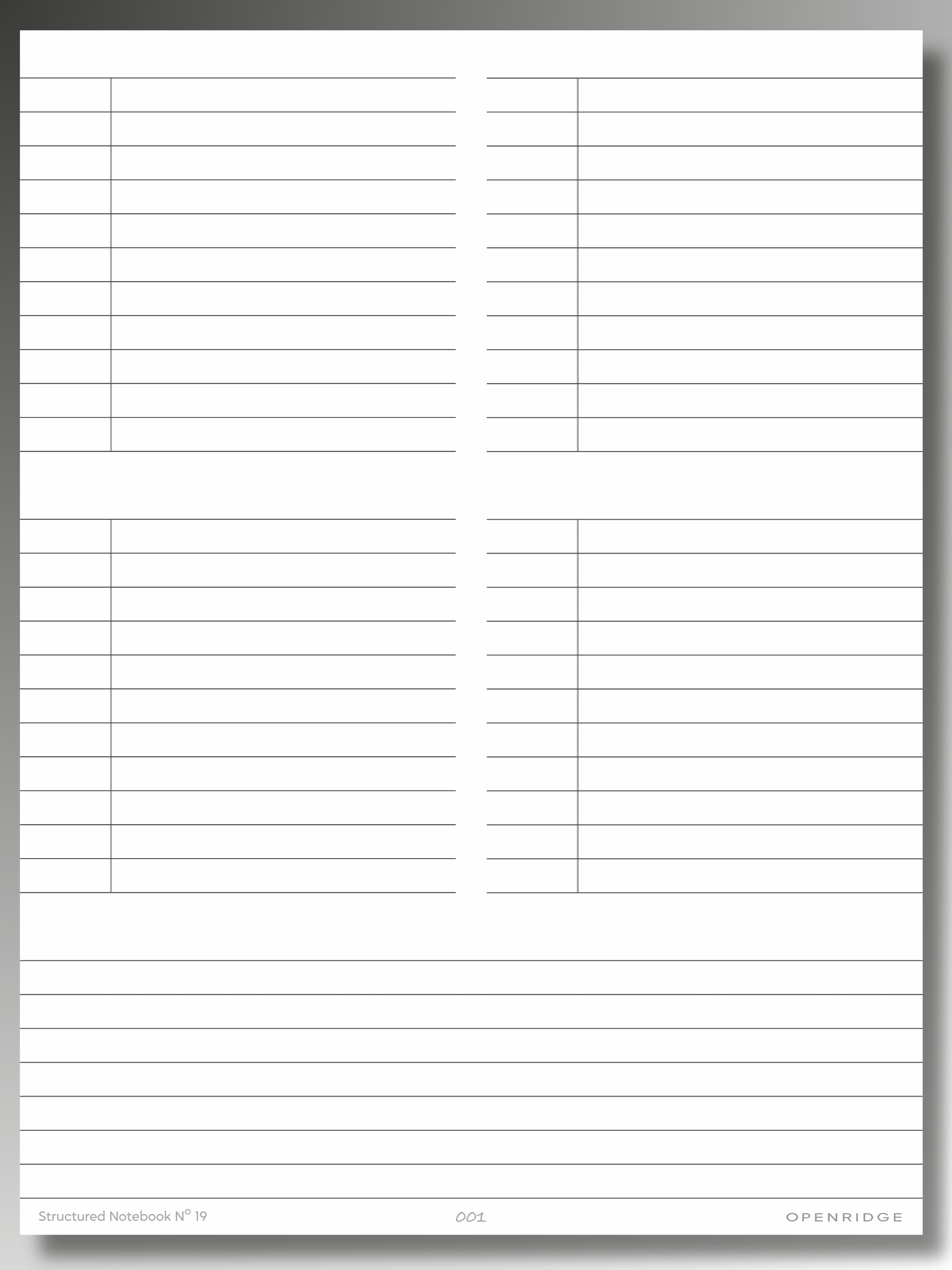 Openridge Structured Notebook No 19