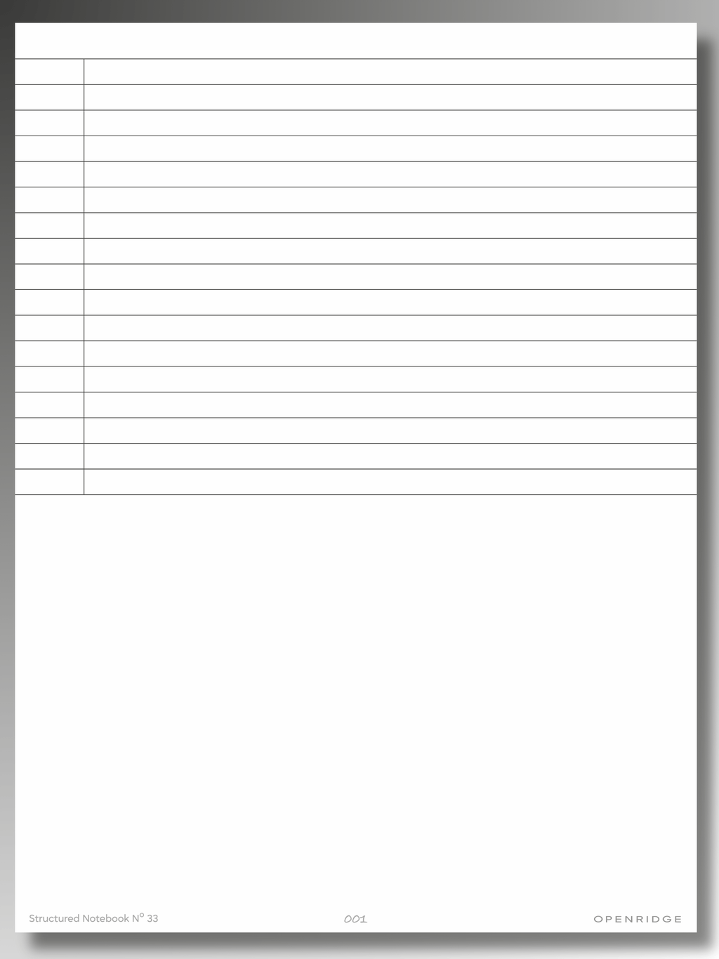 Openridge Structured Notebook No 33