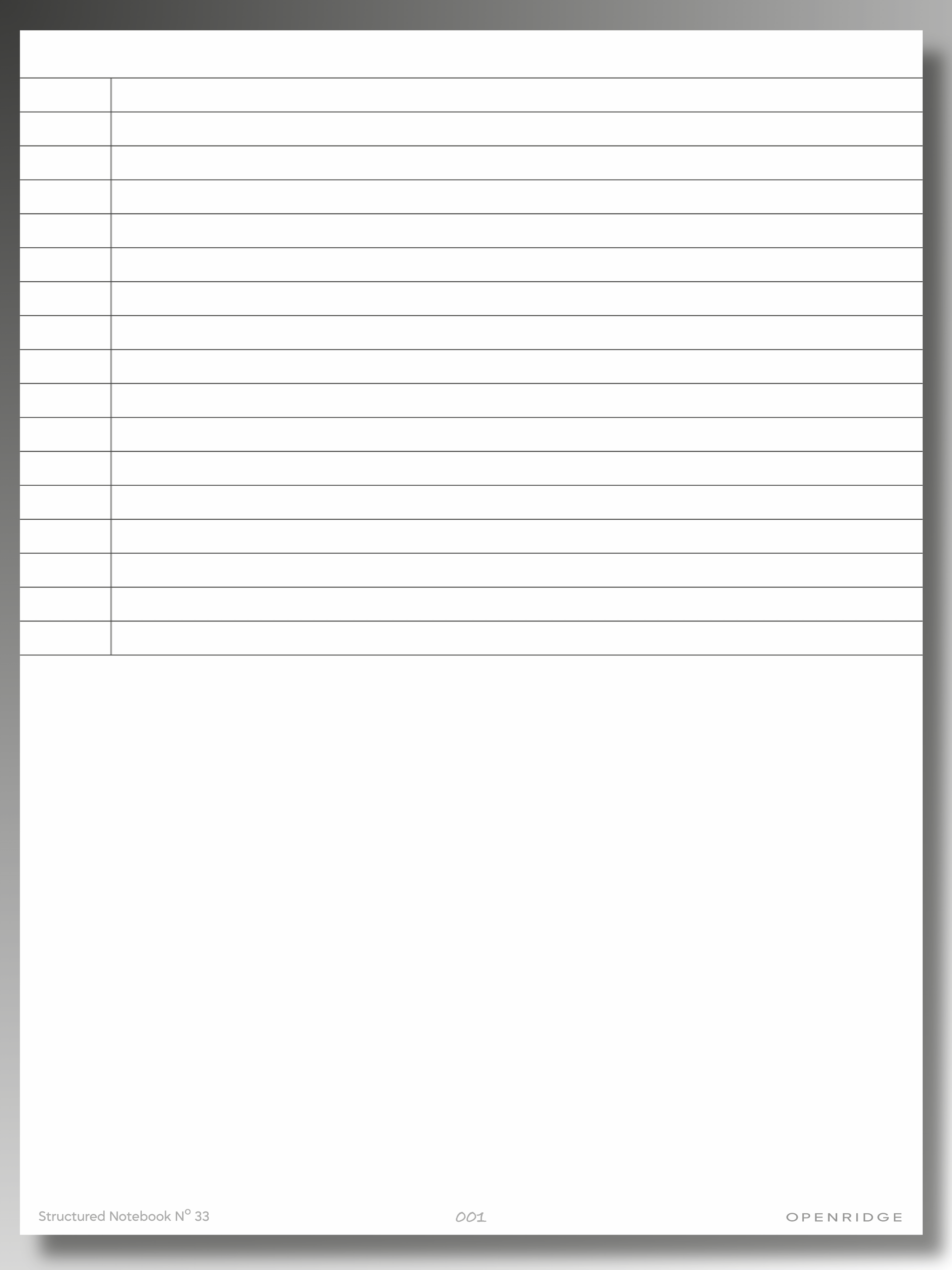 Openridge Structured Notebook No 33