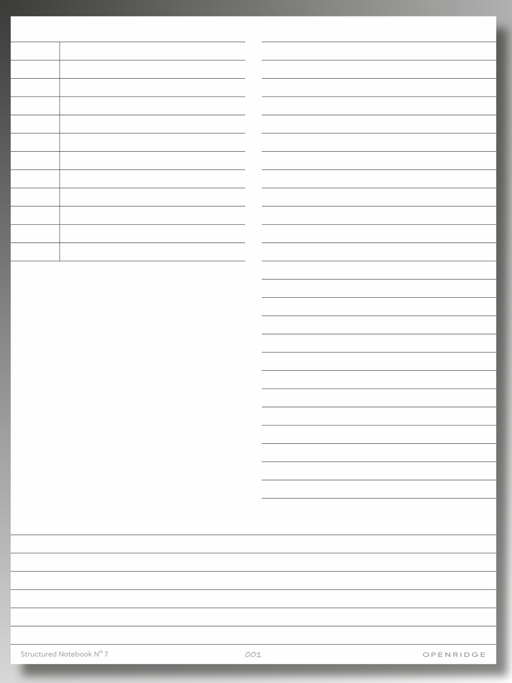 Openridge Structured Notebook No 7