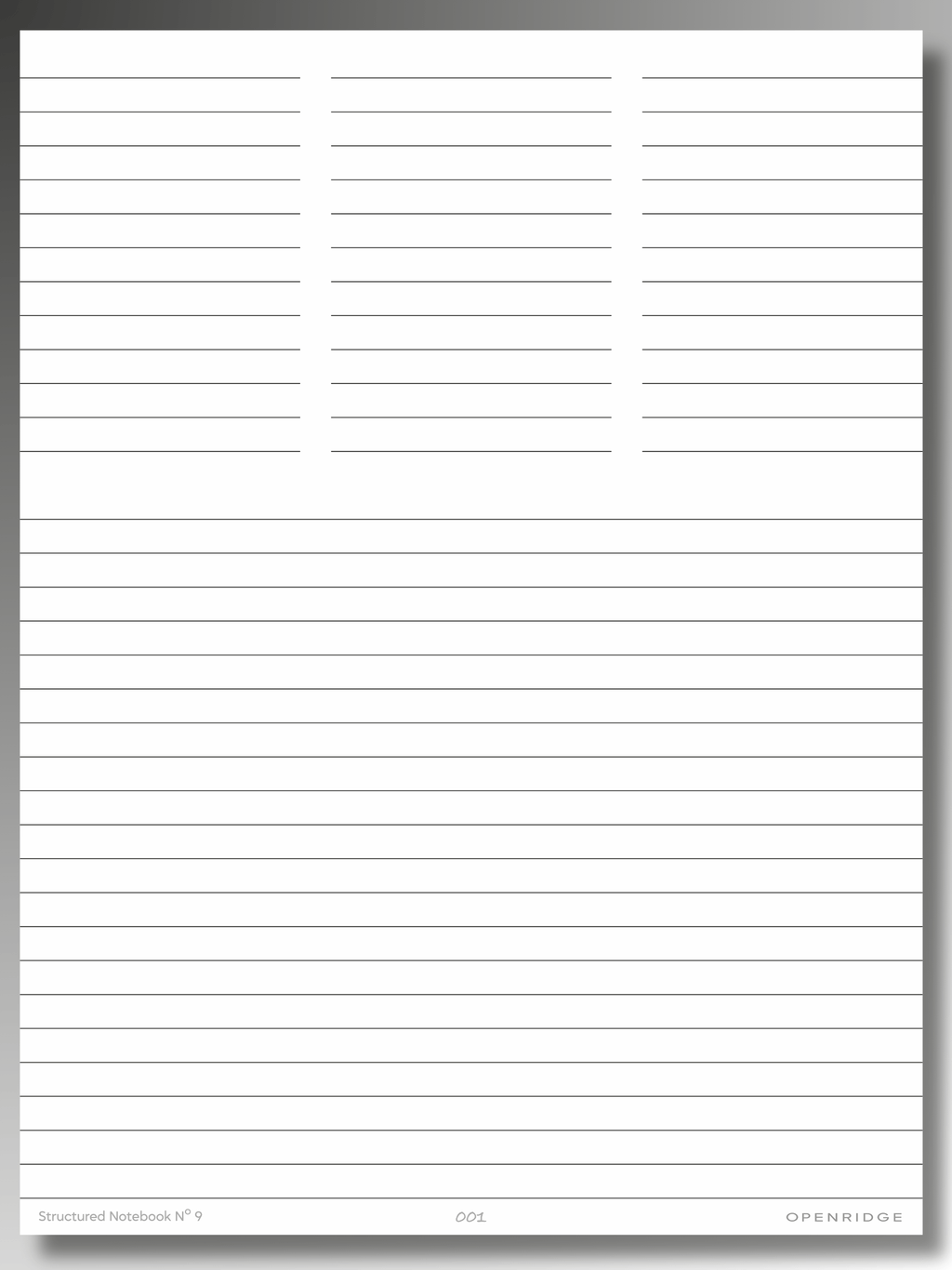 Openridge Structured Notebook No 9